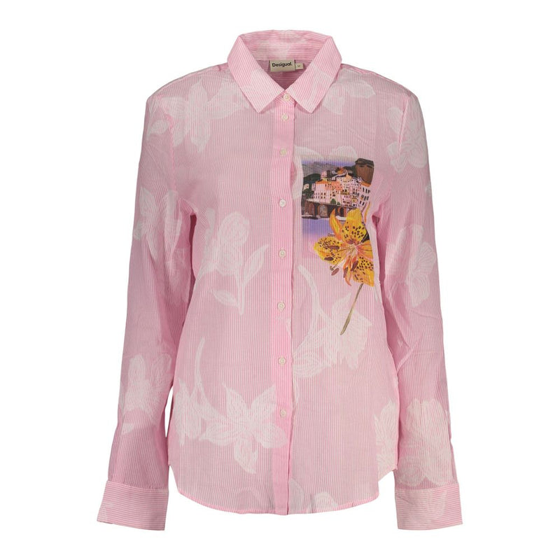 Desigual Pink Cotton Long-Sleeved Shirt for Women