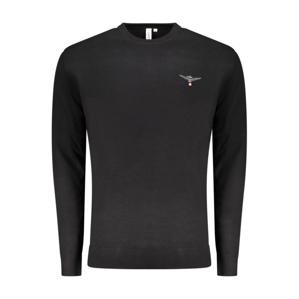 Accademia Militare Men's Black Cotton Blend Crew Neck Sweater