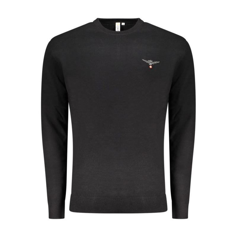 Accademia Militare Men's Black Cotton Blend Crew Neck Sweater
