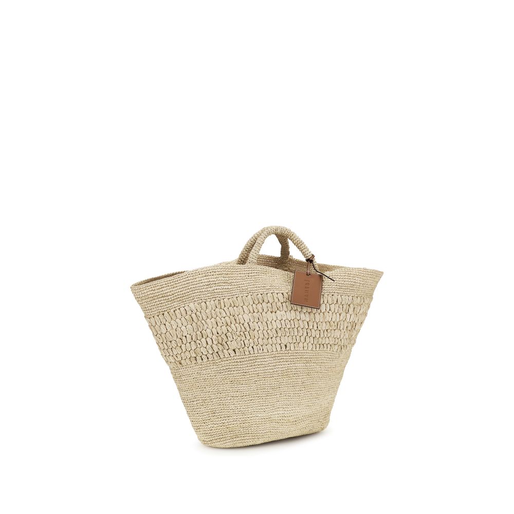 Manebi Fiji Beige Raffia Handbag - Artisan Crafted Design