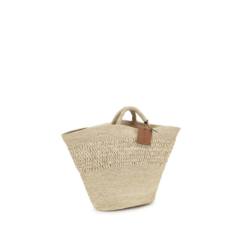 Manebi Fiji Beige Raffia Handbag - Handcrafted Elegance