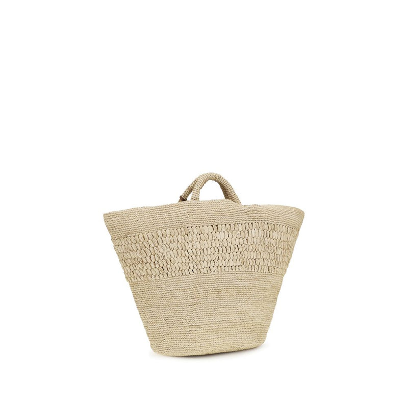 Manebi Fiji Beige Raffia Handbag - Handcrafted Elegance