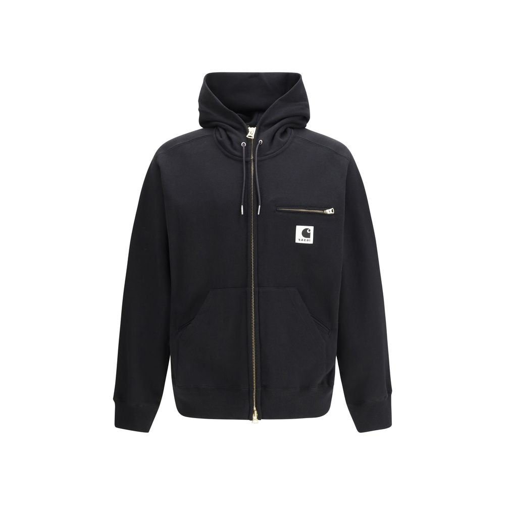 Sacai Black Cotton Hybrid Hoodie Sweatshirt