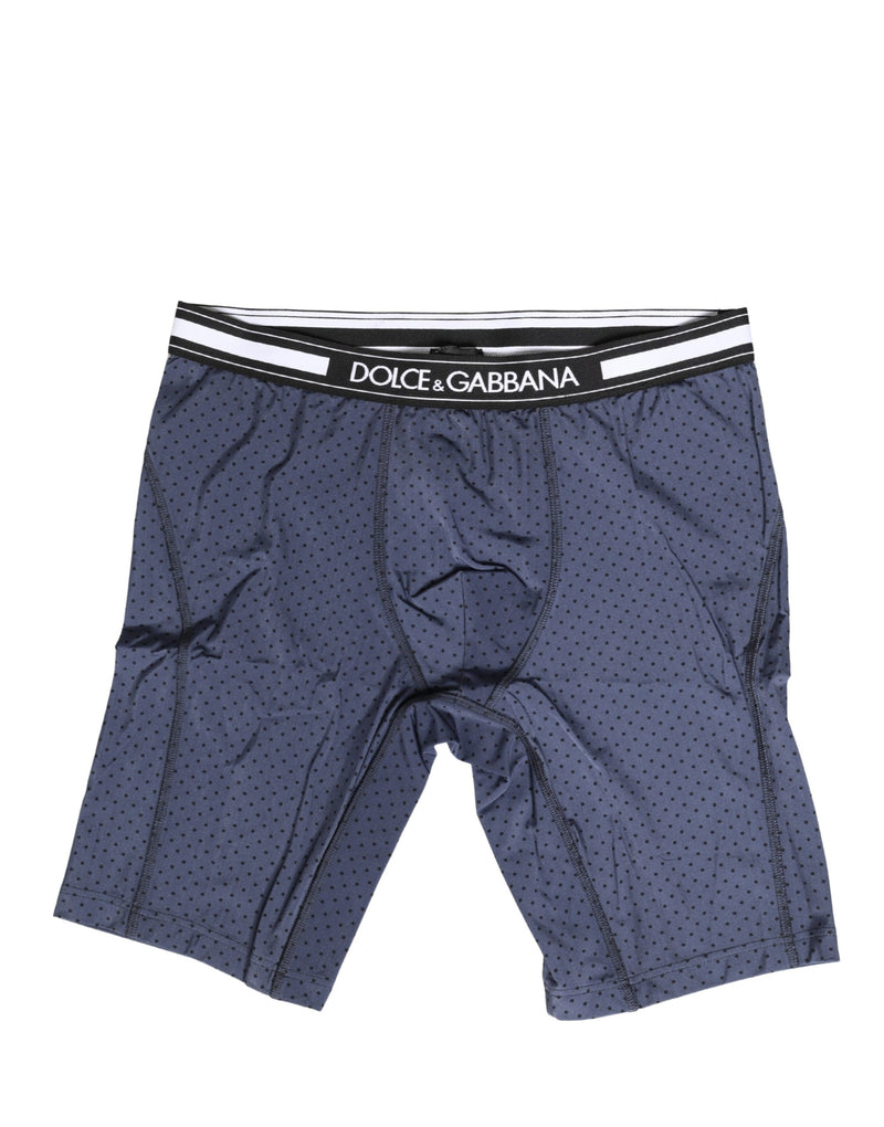 Dolce & Gabbana Donkerblauwe Polka Dots Mannen Fietsbroek Ondergoed