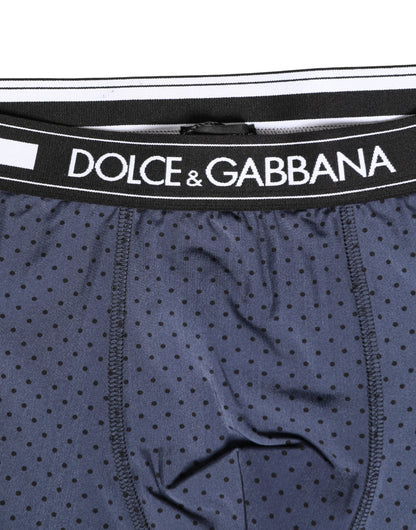 Dolce & Gabbana Donkerblauwe Polka Dots Mannen Fietsbroek Ondergoed