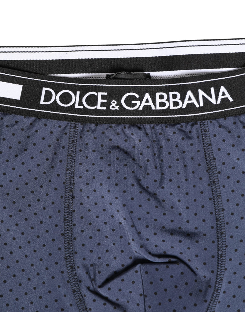 Dolce & Gabbana Donkerblauwe Polka Dots Mannen Fietsbroek Ondergoed