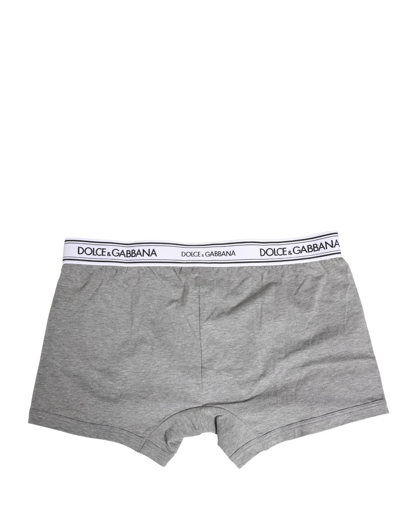 Dolce & Gabbana Gray Logo Waistband Cotton Men Boxer Underwear