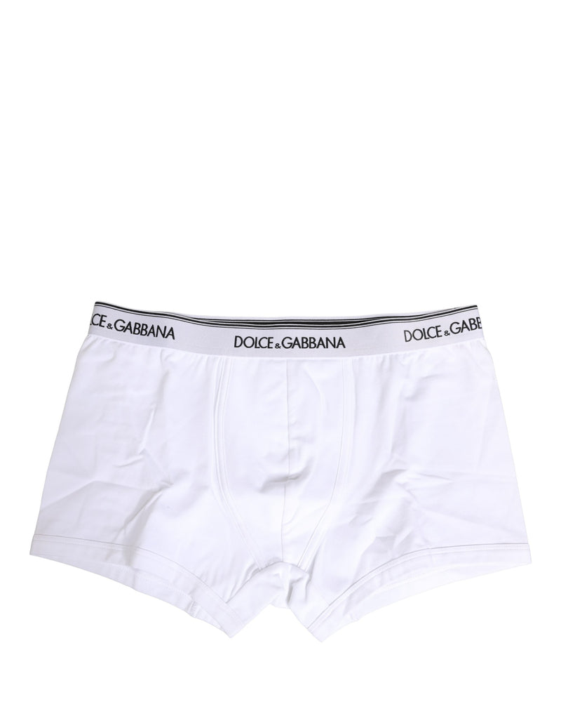 Dolce & Gabbana White Logo Waistband Cotton Boxer Underwear