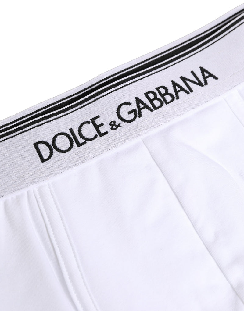 Dolce & Gabbana White Logo Waistband Cotton Boxer Underwear
