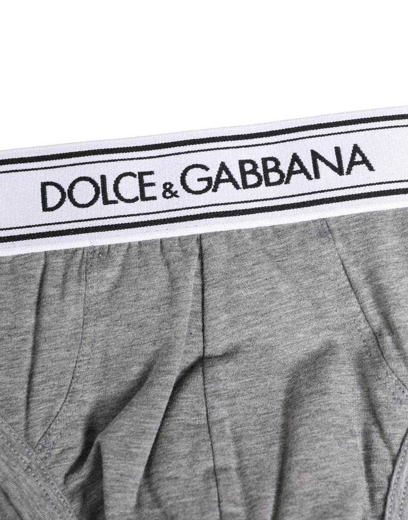 Dolce & Gabbana Gray Logo Waistband Men Midi Brief Underwear