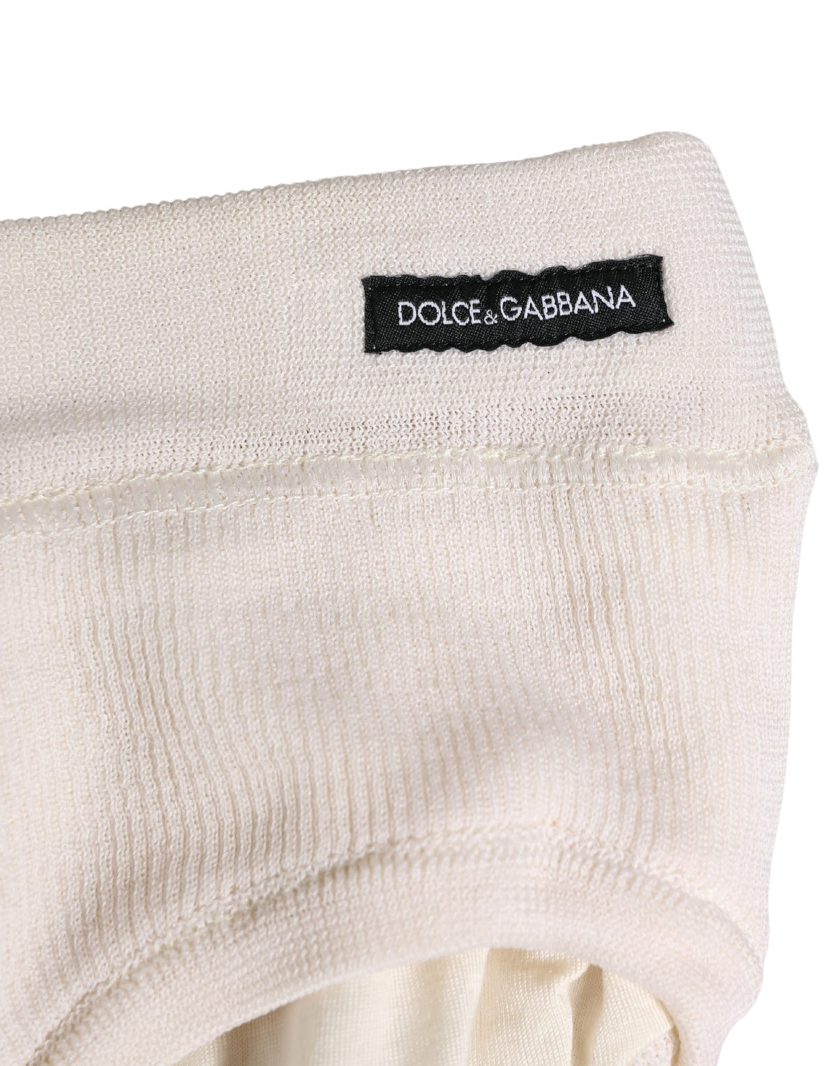 Dolce & Gabbana Off White Logo Silk Briefs for Men
