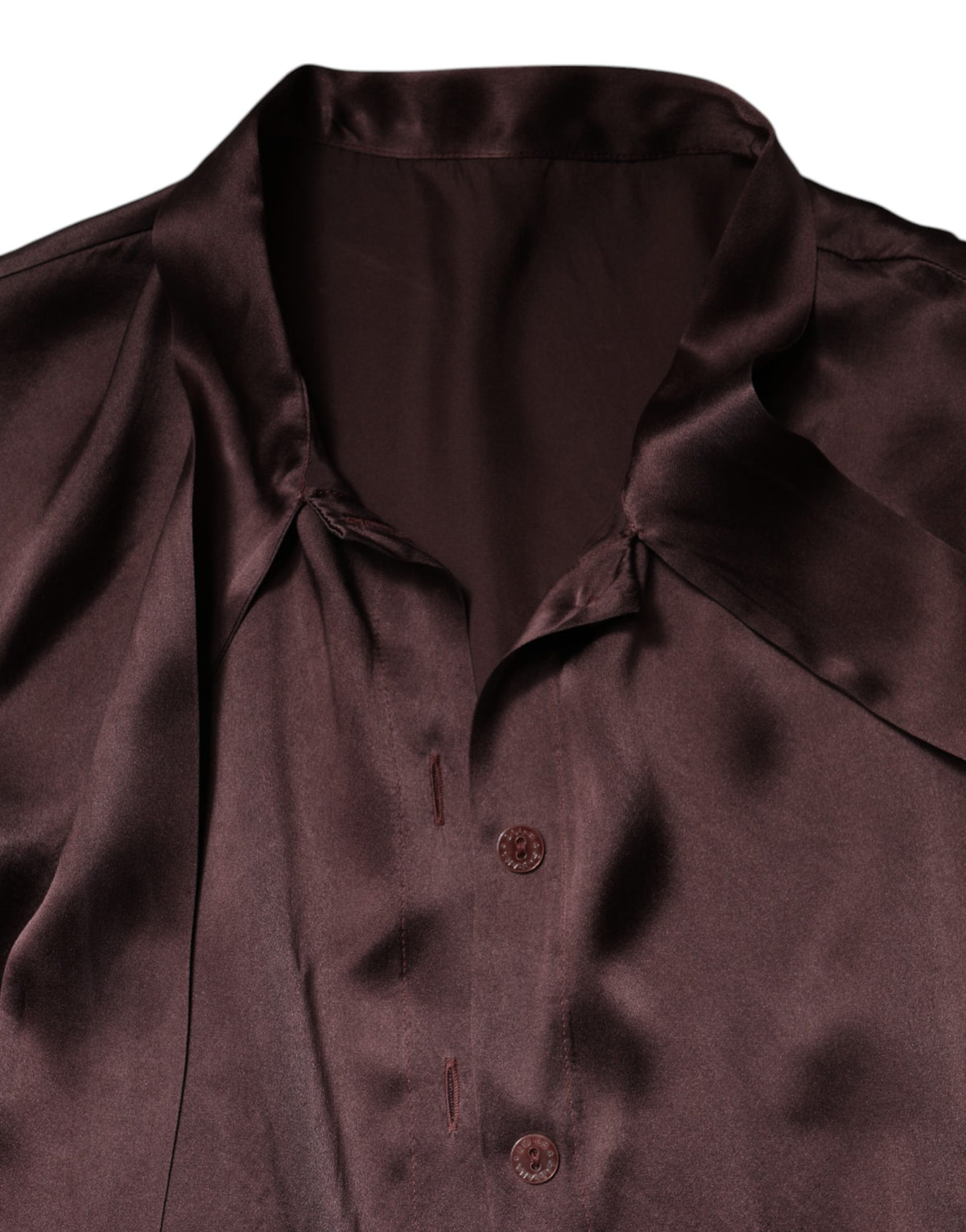 Dolce & Gabbana Violet Satin Long Sleeve Ascot Tie Shirt Top