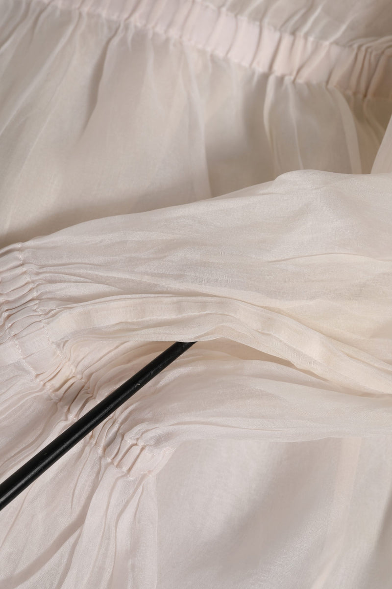 Dolce & Gabbana White Silk Cotton Ascot Collar Blouse Top