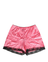 Dolce & Gabbana Pink Silk Satin Lace Trim Pajama Shorts