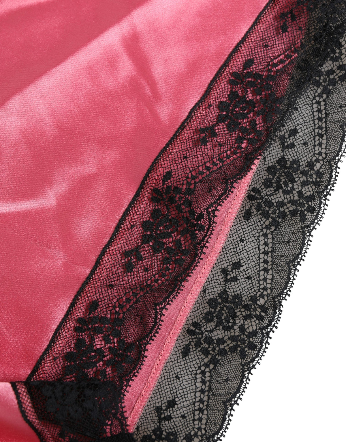 Dolce & Gabbana Pink Silk Satin Lace Trim Pajama Shorts