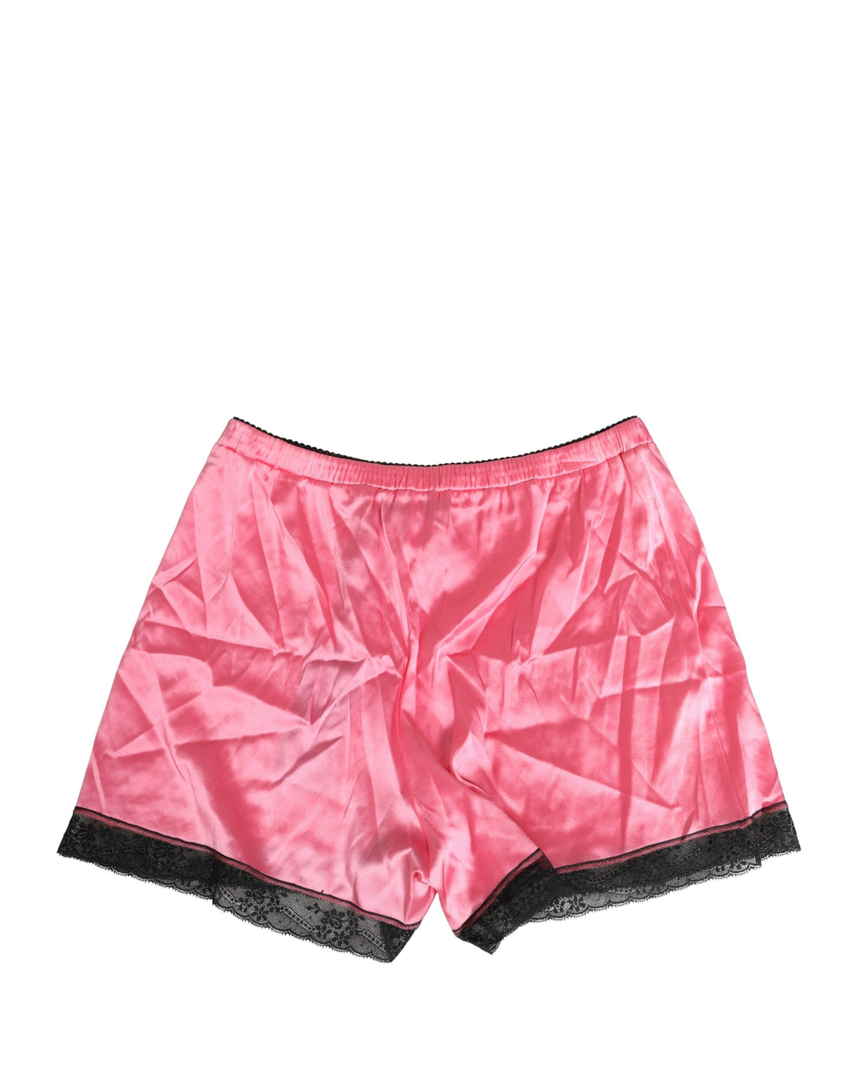 Dolce & Gabbana Pink Silk Satin Lace Trim Pajama Shorts