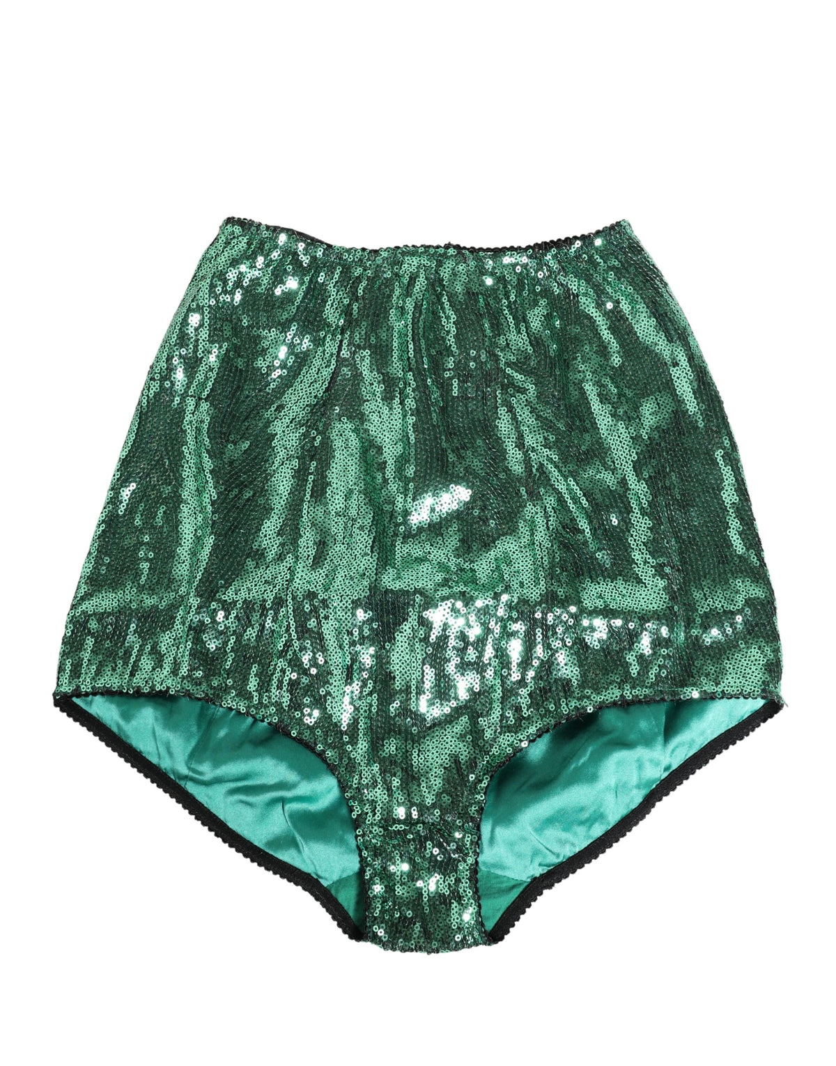 Dolce & Gabbana Green Sequin High Waist Girdle Underwear