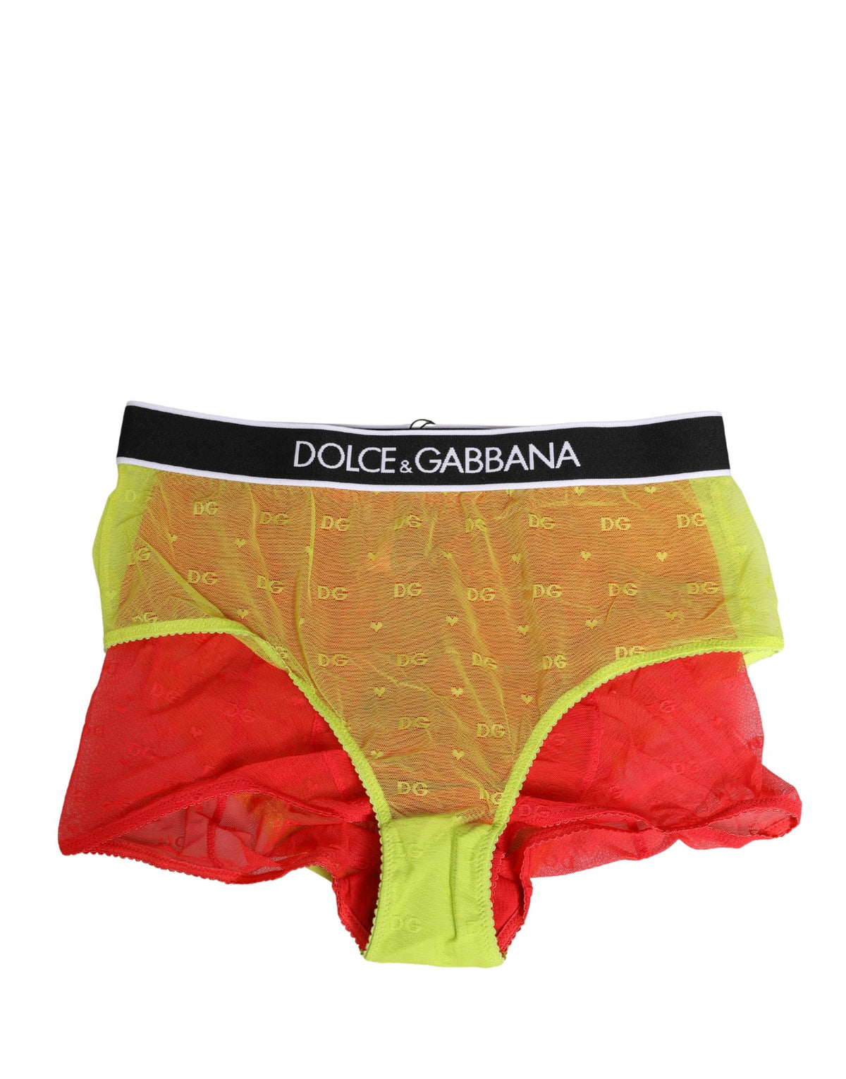 Dolce & Gabbana Red Yellow Tulle Mid Waist Girdle Panty