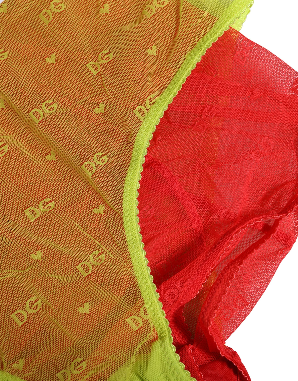 Dolce & Gabbana Red Yellow Tulle Mid Waist Girdle Panty