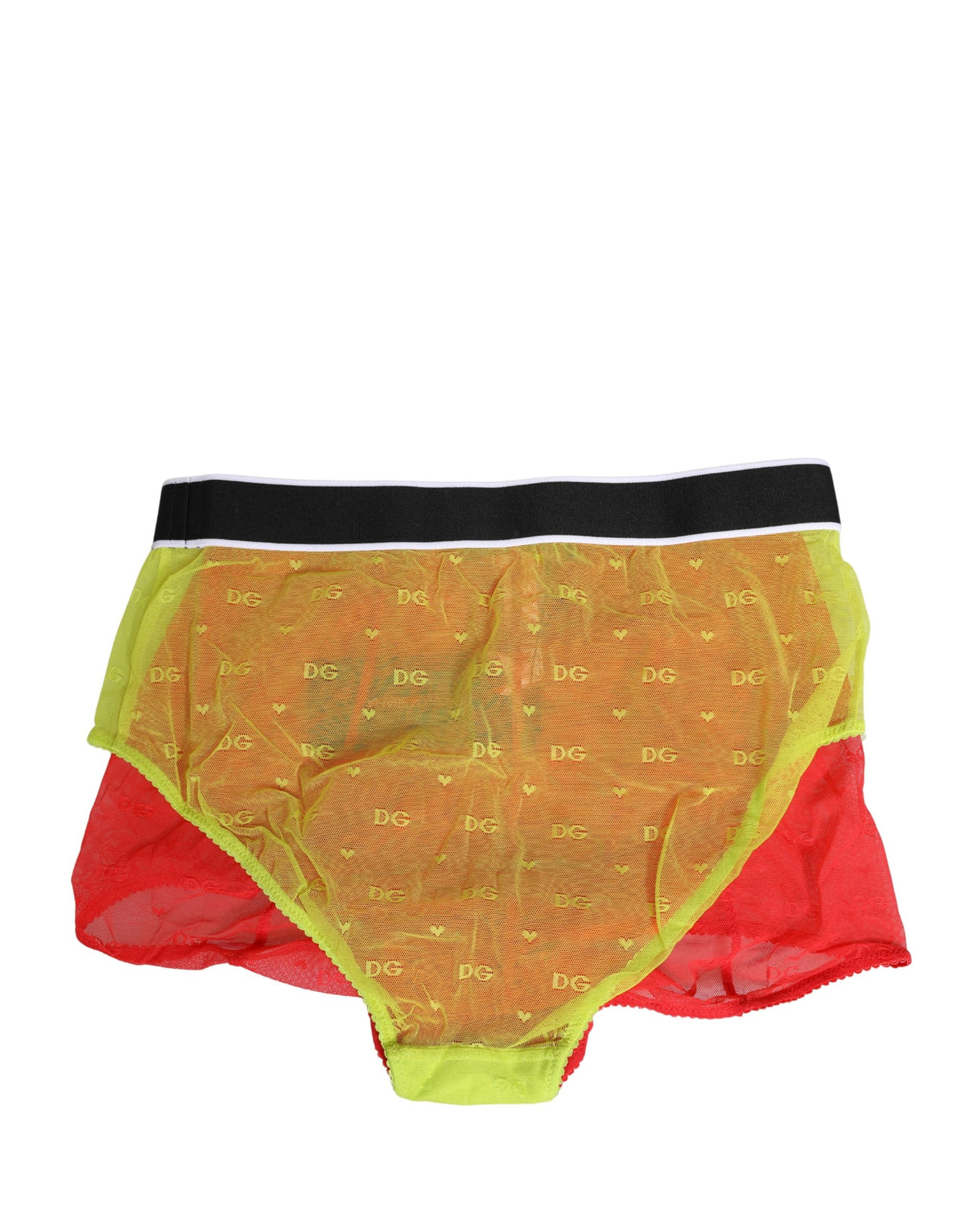Dolce & Gabbana Red Yellow Tulle Mid Waist Girdle Panty