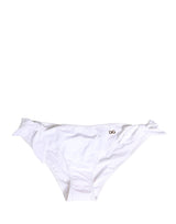 Dolce & Gabbana White Nylon DG Logo Plaque Bikini Bottom