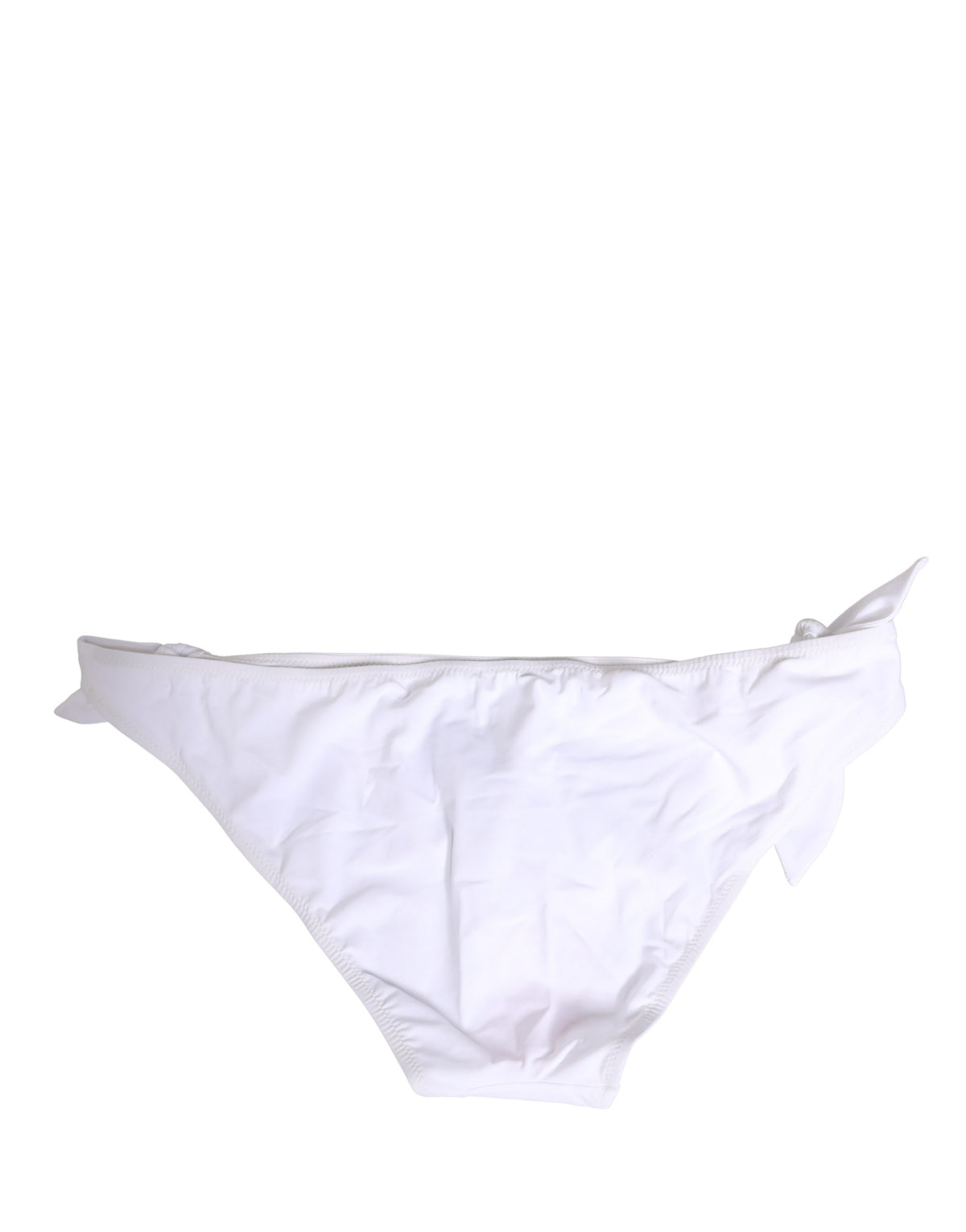 Dolce & Gabbana White Nylon DG Logo Plaque Bikini Bottom