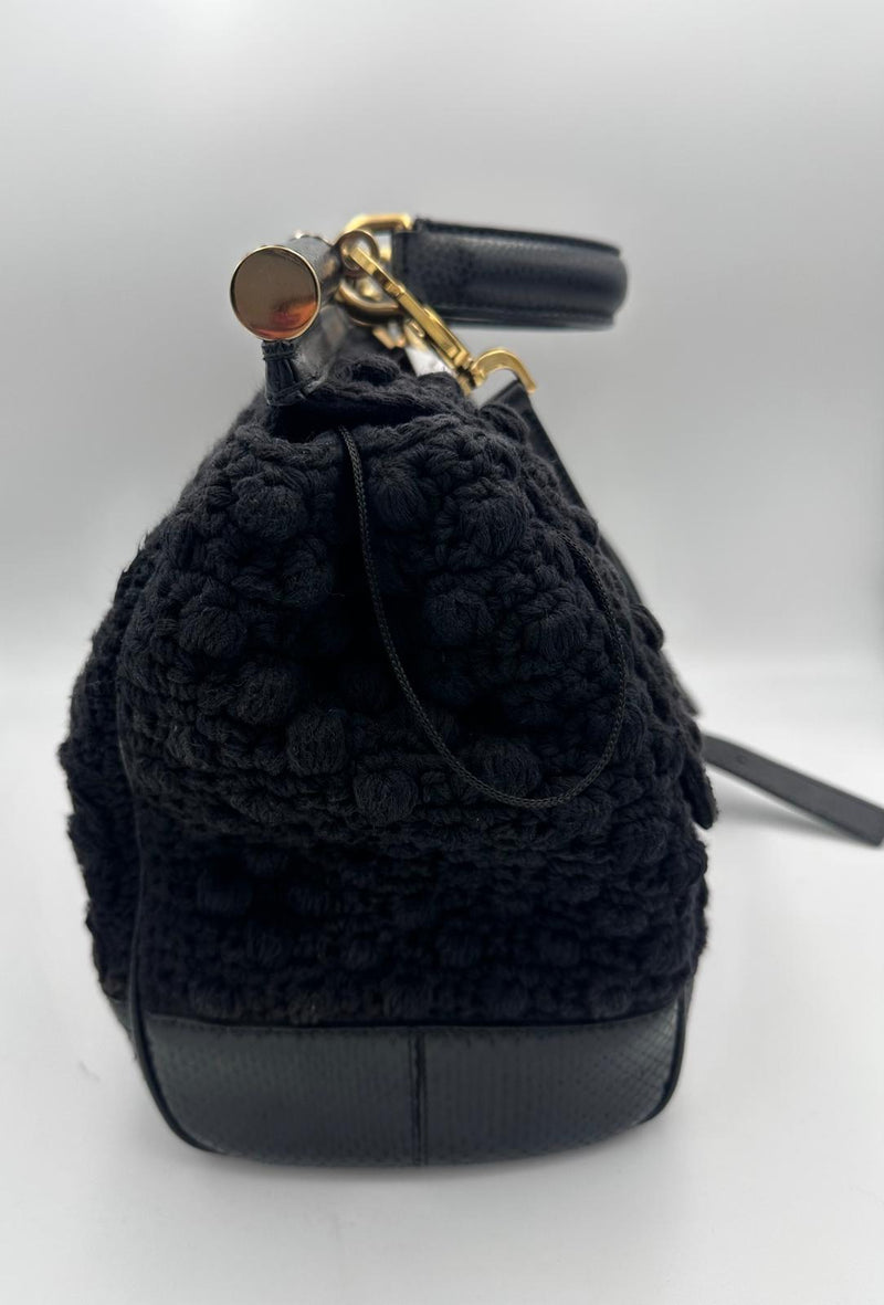 Dolce & Gabbana Sicily Python and Macramé Handbag