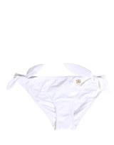 Dolce & Gabbana White Nylon DG Logo Plaque Bikini Bottom