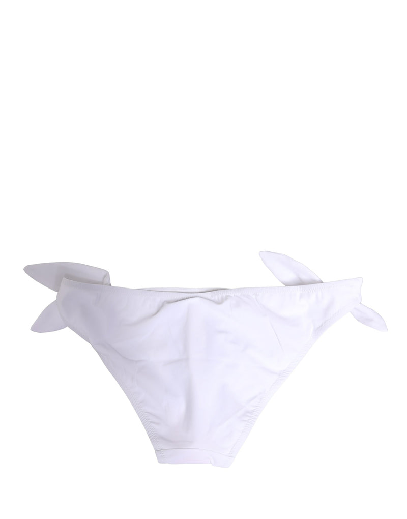 Dolce & Gabbana White Nylon DG Logo Plaque Bikini Bottom