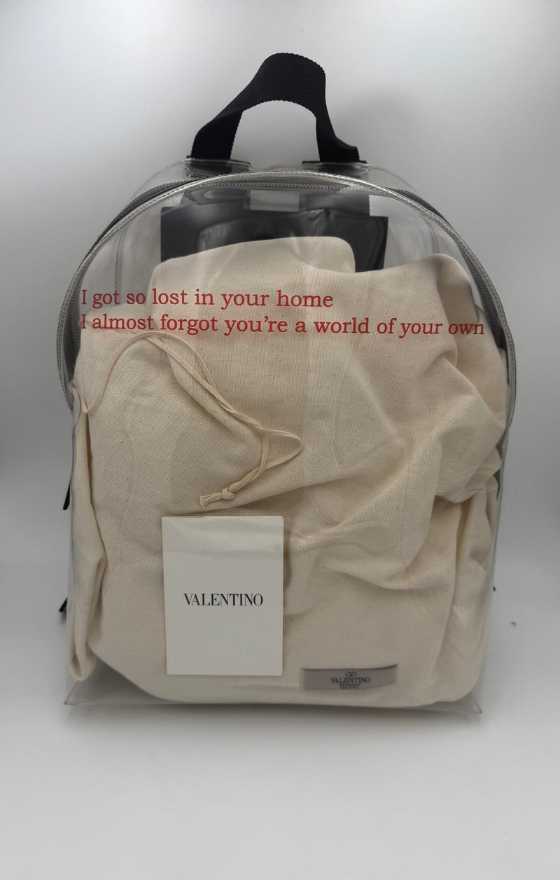 Valentino Garavani Leather and Transparent Plastic Backpack