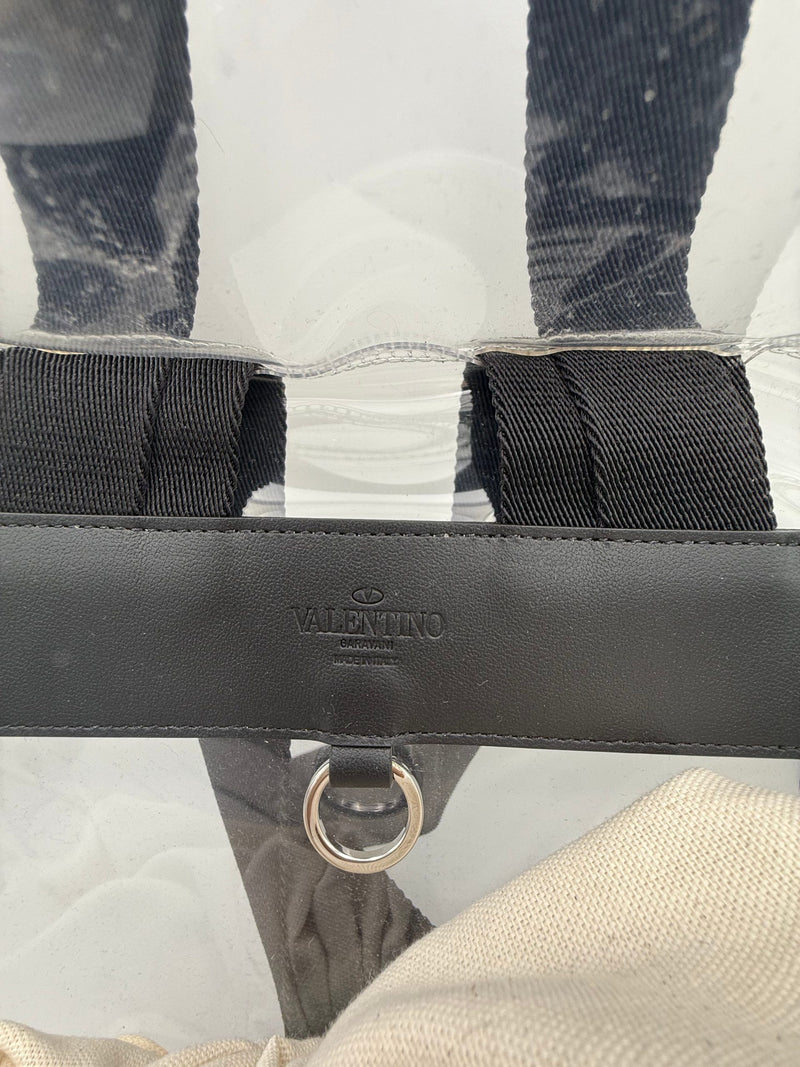 Valentino Garavani Leather and Transparent Plastic Backpack