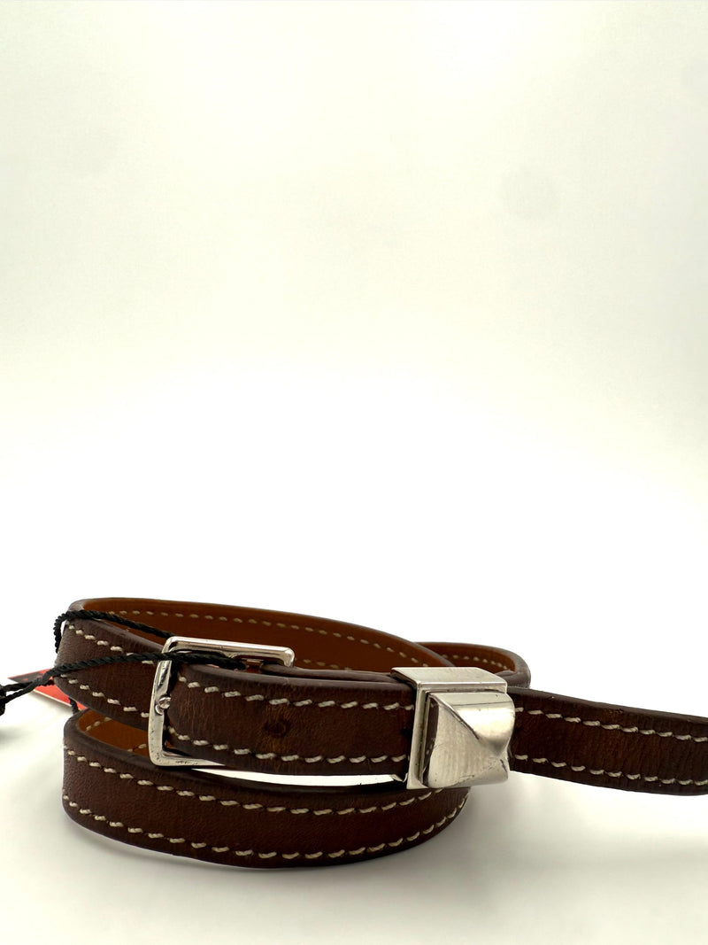 Bracelet Hermès HERMÈS MEDOR en cuir et clous en argent