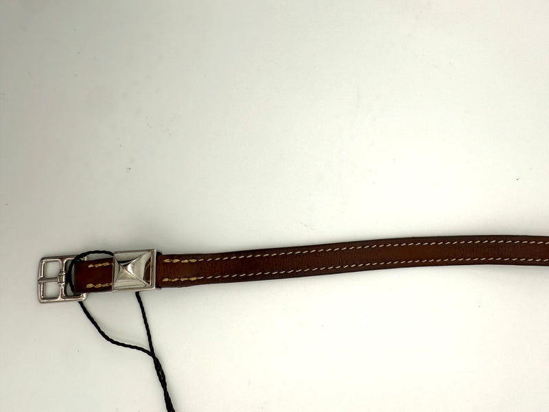 Bracelet Hermès HERMÈS MEDOR en cuir et clous en argent