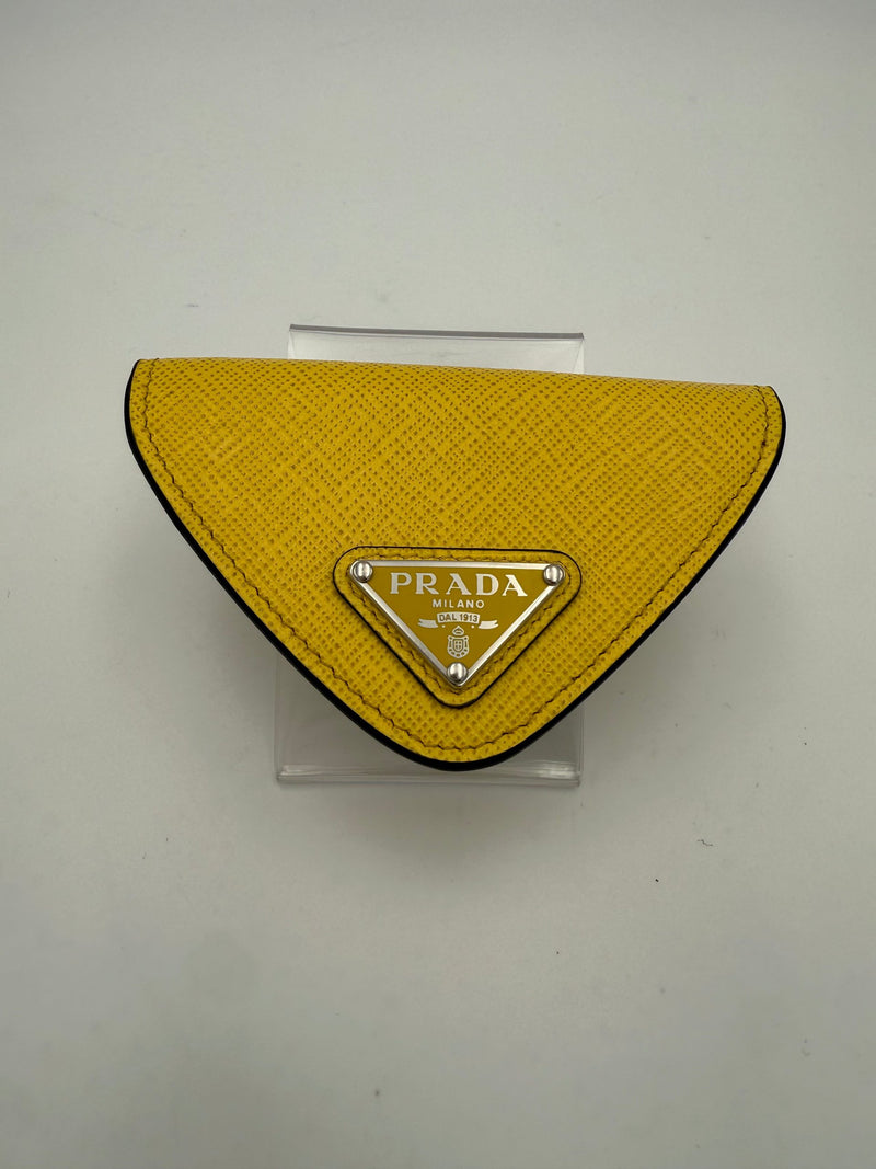 Prada PRADA Saffiano Yellow Coin Purse - Unique Luxury Accessory