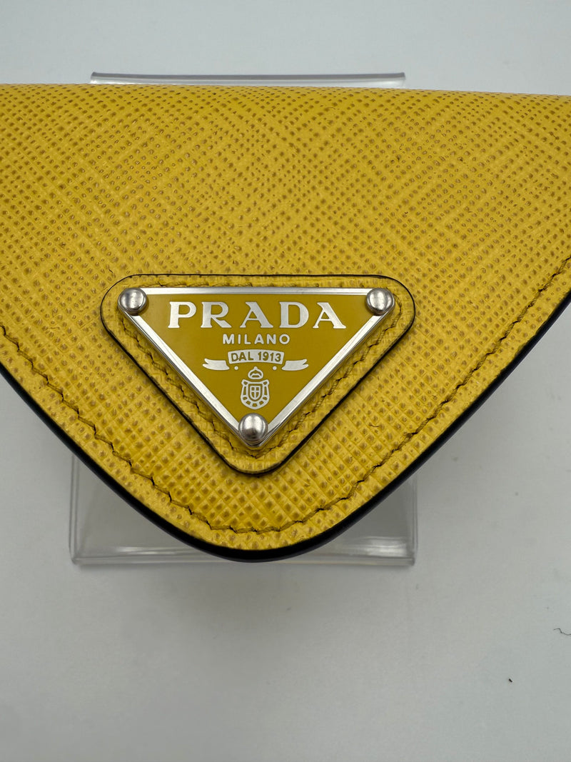 Prada PRADA Saffiano Yellow Coin Purse - Unique Luxury Accessory