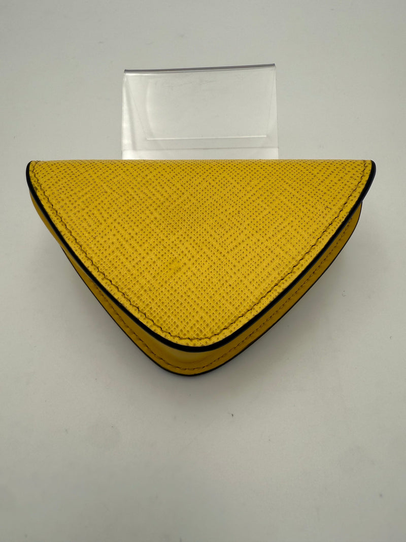 Prada PRADA Saffiano Yellow Coin Purse - Unique Luxury Accessory