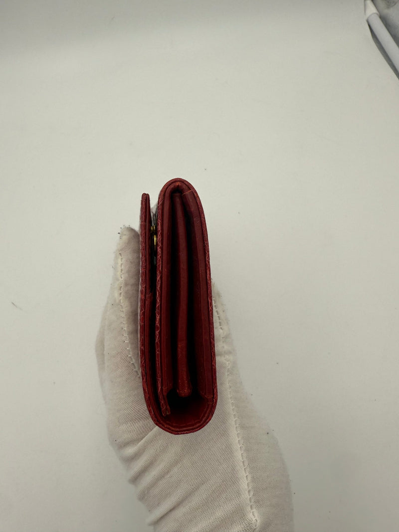 Miu Miu MIU MIU Rosso Crocodile Print Leather Wallet