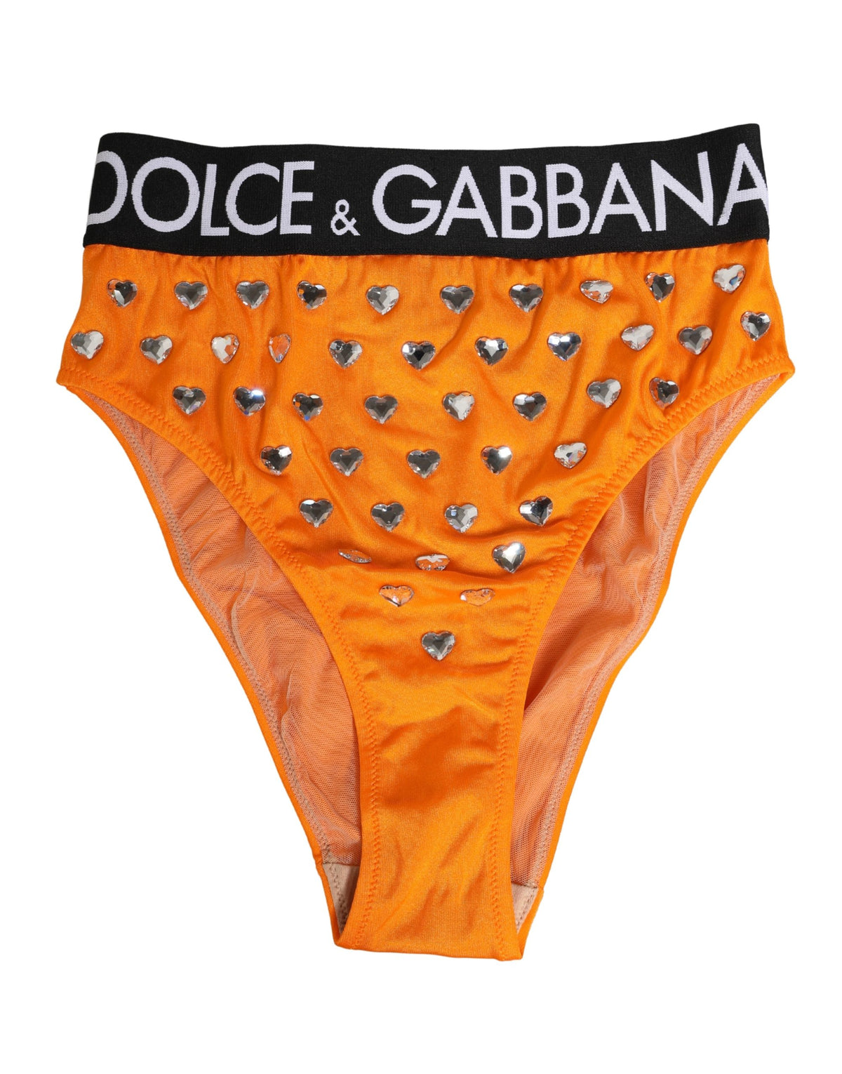Dolce & Gabbana Orange Crystal High Waist Brief Panty