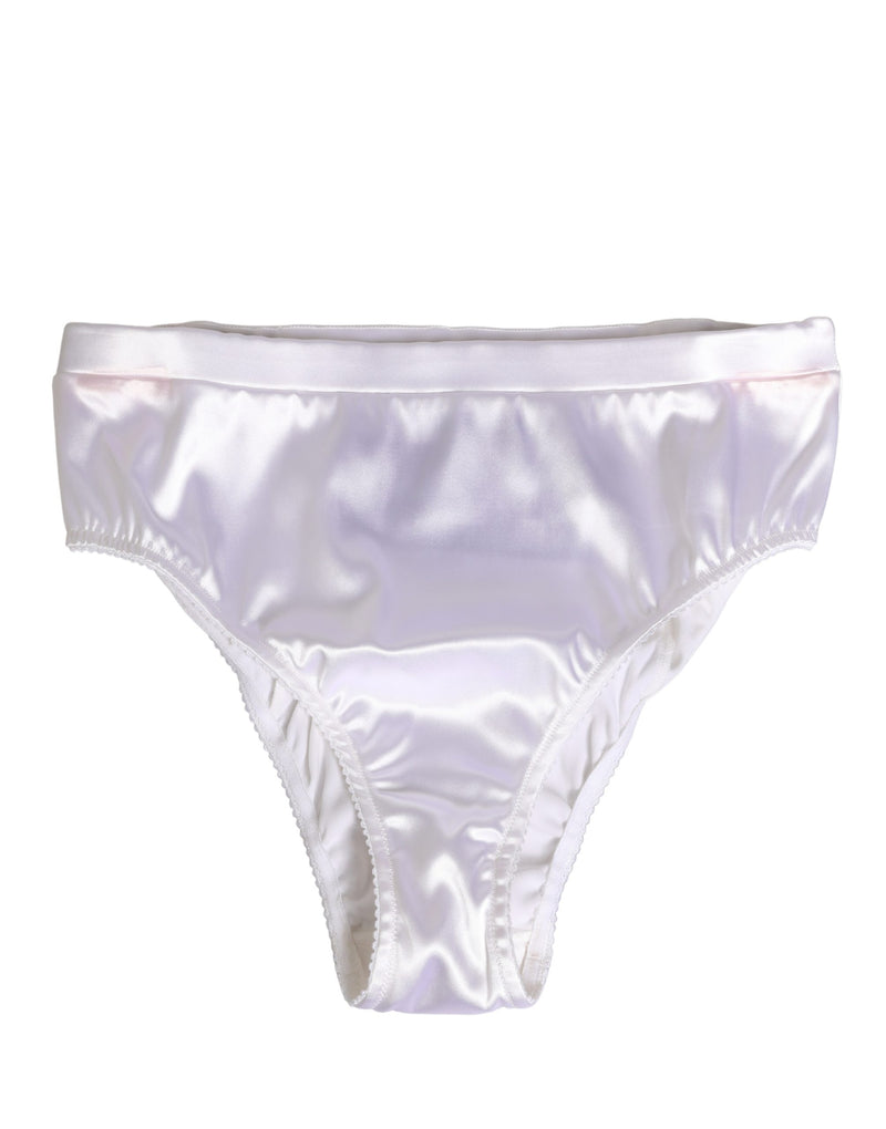 Dolce & Gabbana White Silk Satin Lingerie Panty Brief Underwear