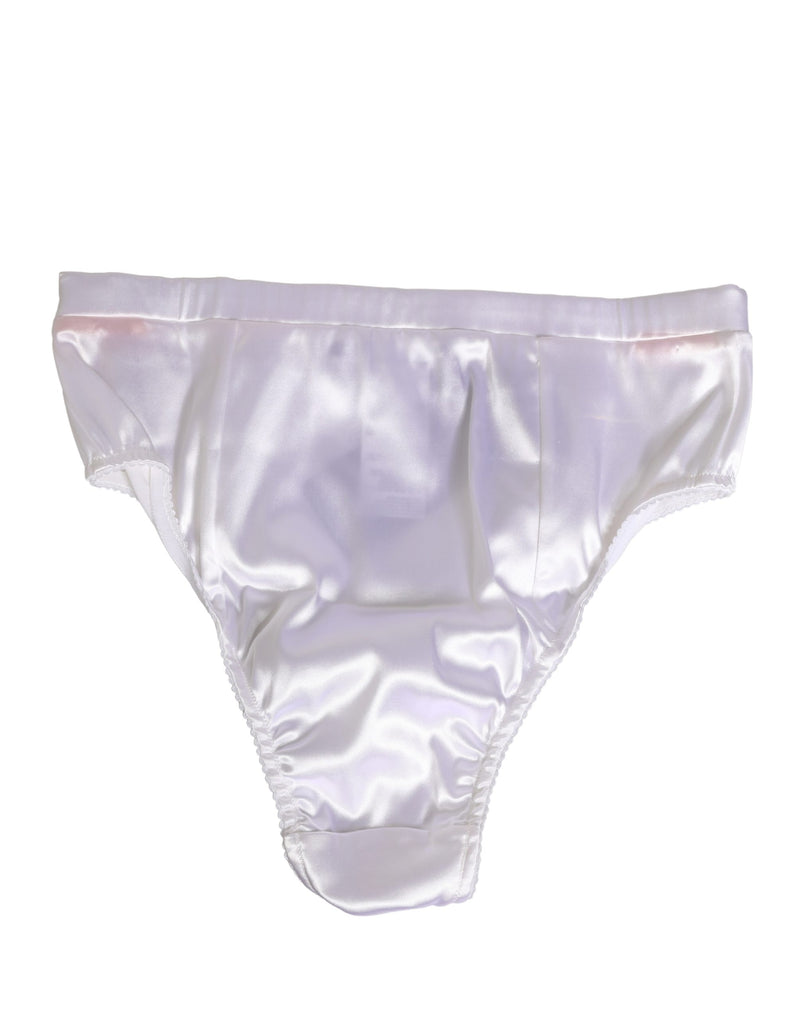 Dolce & Gabbana White Silk Satin Lingerie Panty Brief Underwear