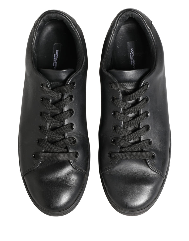 Dolce & Gabbana Black Leather Low Top Lace Up Sneakers