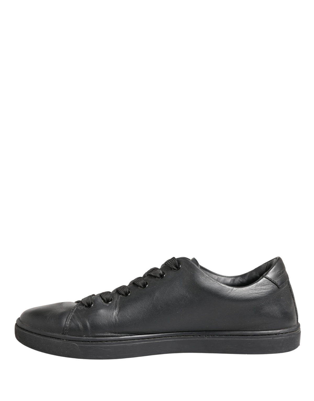 Dolce & Gabbana Black Leather Low Top Lace Up Sneakers