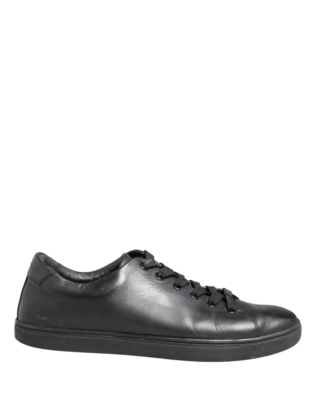 Dolce & Gabbana Black Leather Low Top Lace Up Sneakers