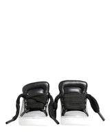 Dolce & Gabbana Gray Leather Low Top Lace Up Sneakers