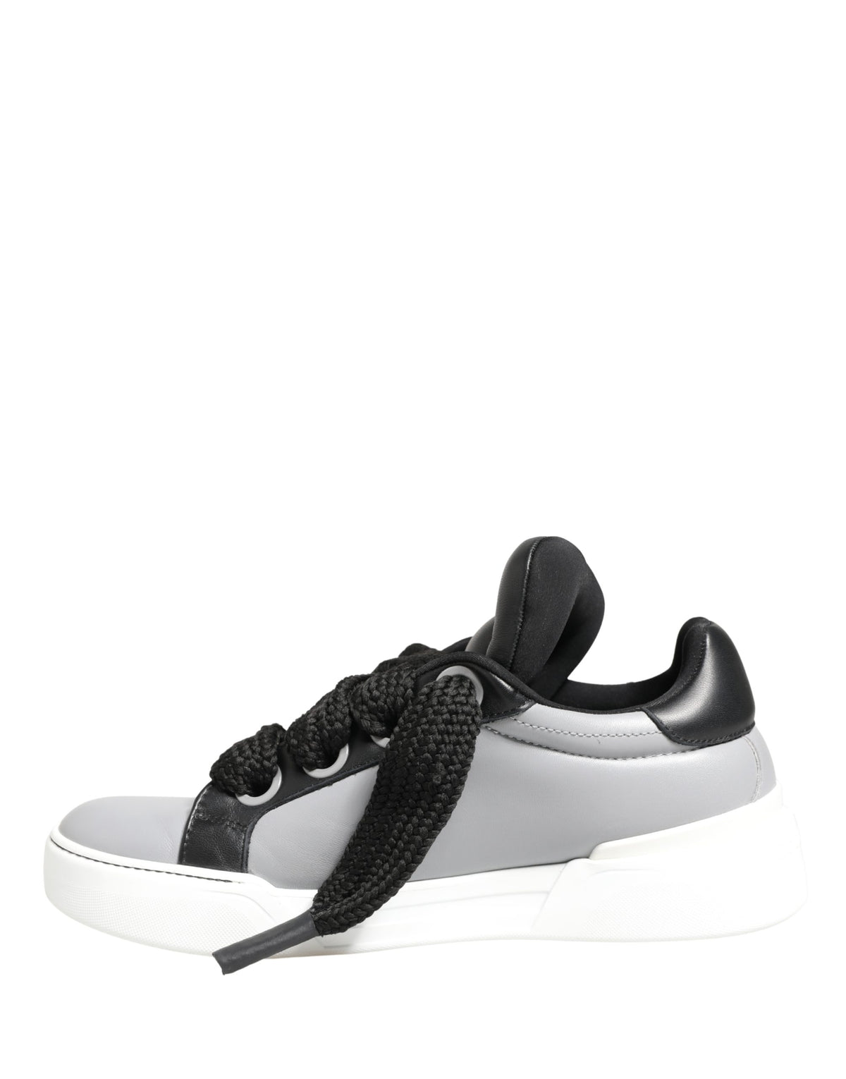 Dolce & Gabbana Gray Leather Low Top Lace Up Sneakers