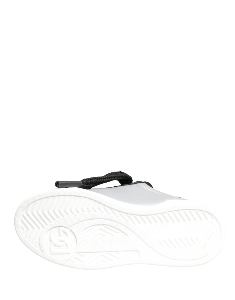 Dolce & Gabbana Gray Leather Low Top Lace Up Sneakers