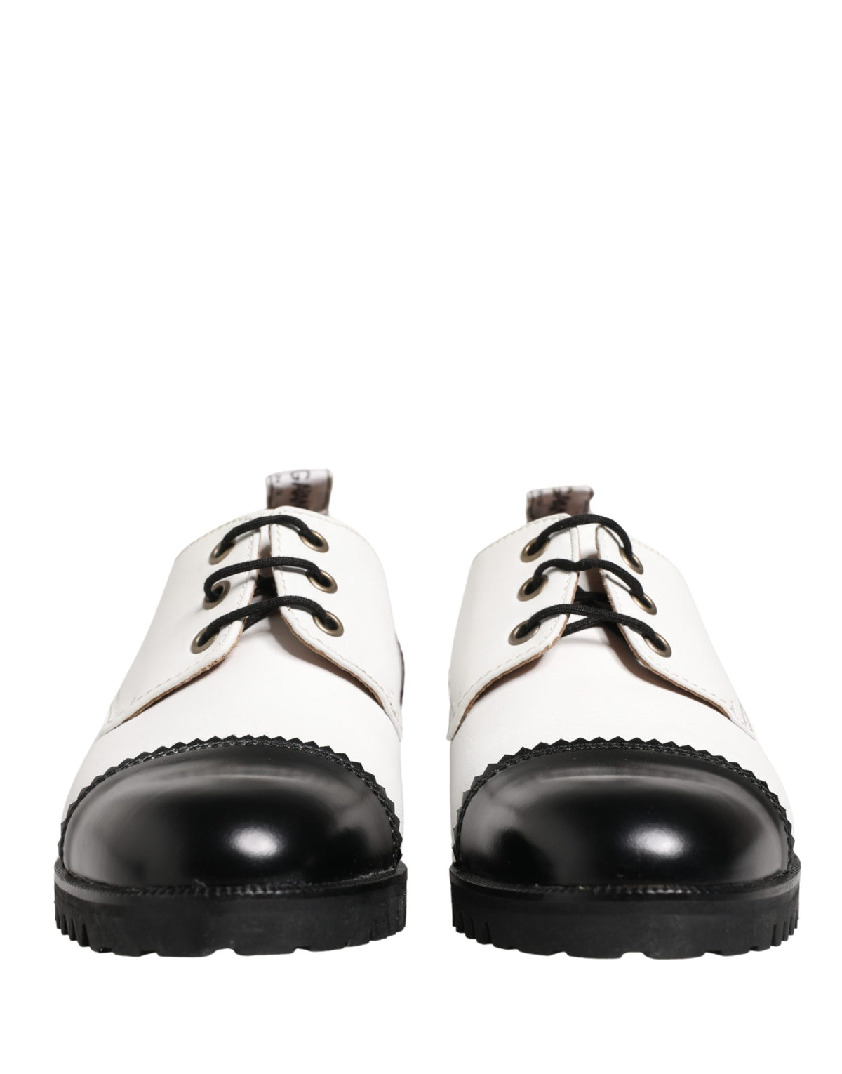 Cesare Paciotti Black and White Leather Derby Shoes