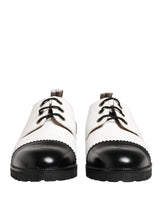 Cesare Paciotti Black and White Leather Derby Shoes