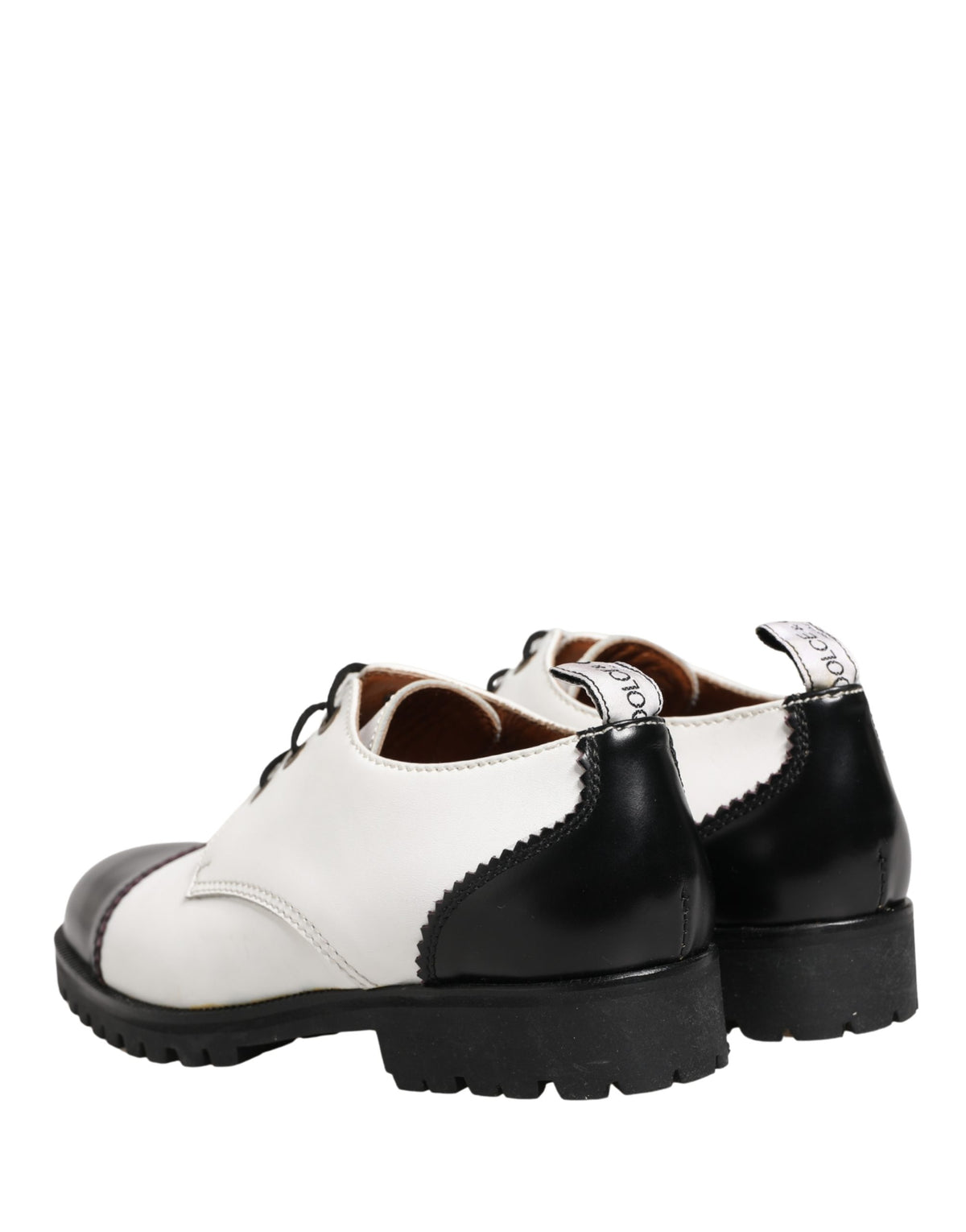 Cesare Paciotti Black and White Leather Derby Shoes