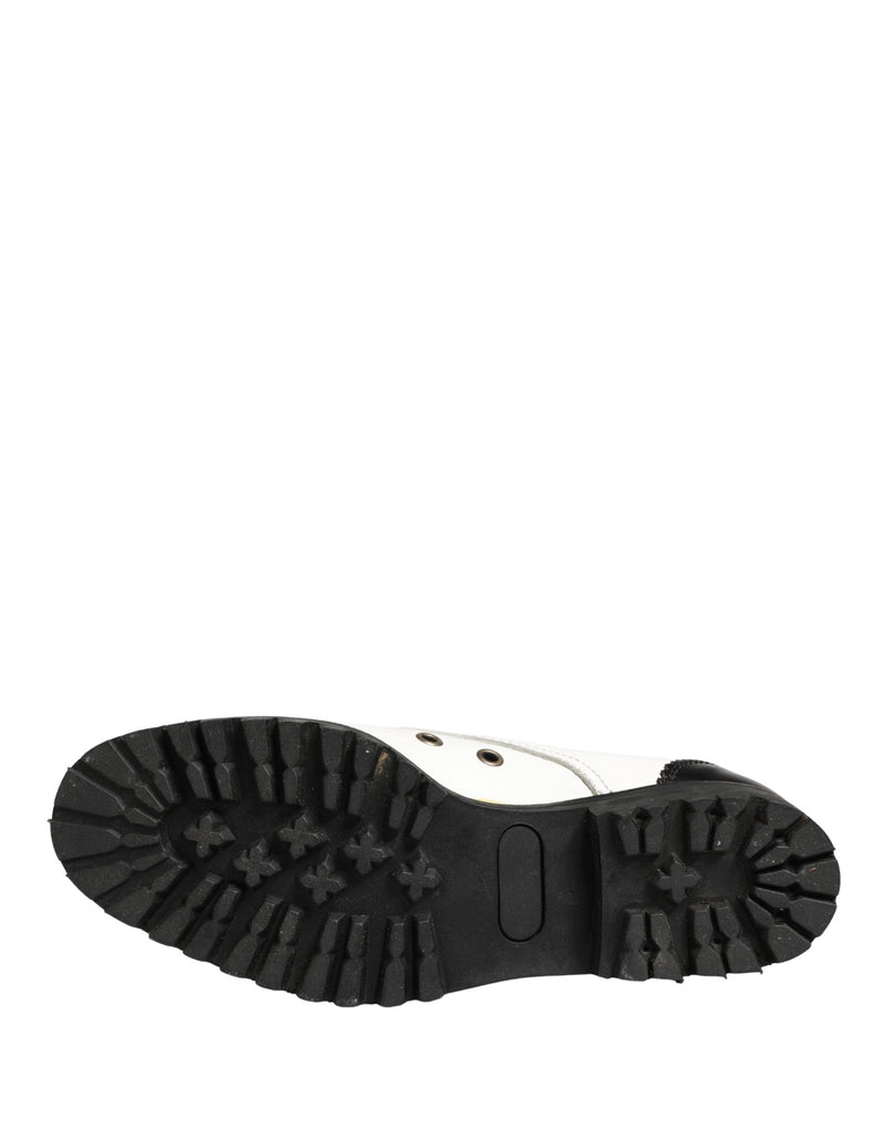 Cesare Paciotti Black and White Leather Derby Shoes